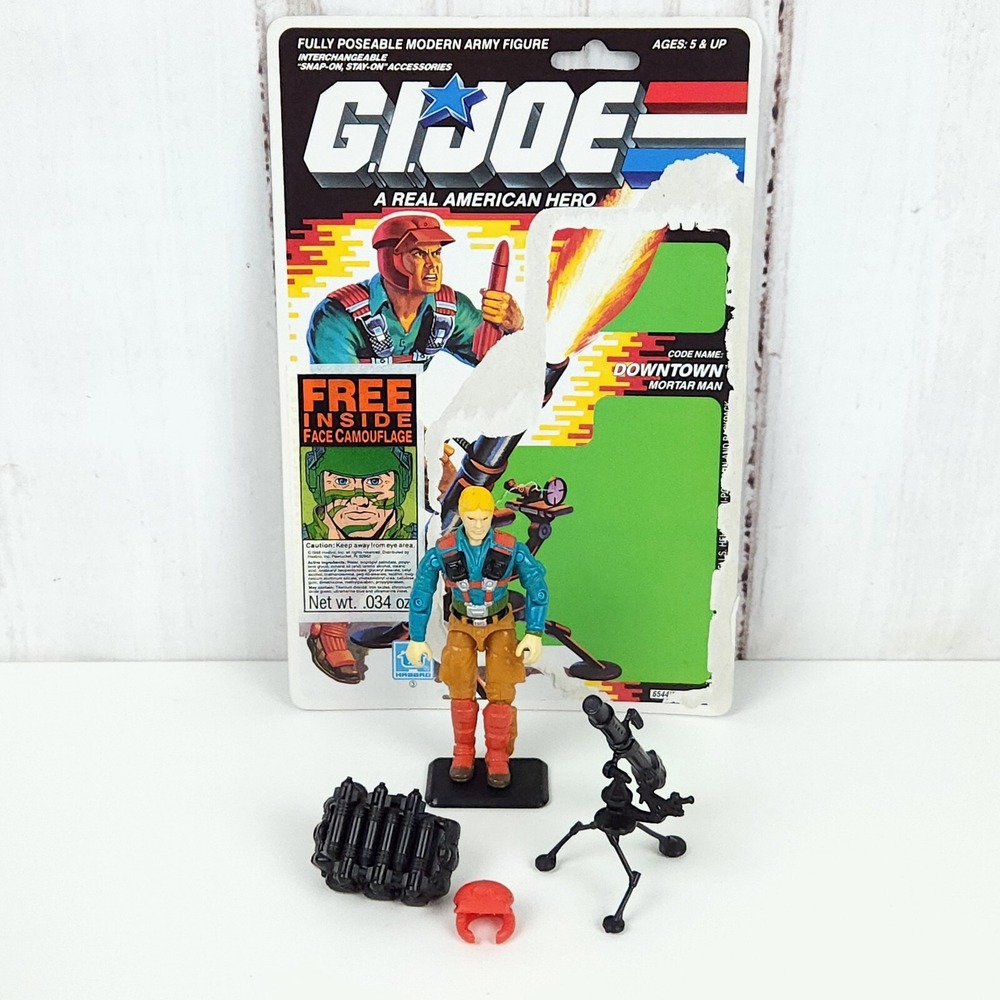 1989 GI Joe Downtown v1 Mortar Man Figure Set w/ Full File Card  *Near Complete